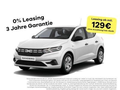 Dacia Sandero jetzt mit 0 % Leasing*36 Monate Garantie