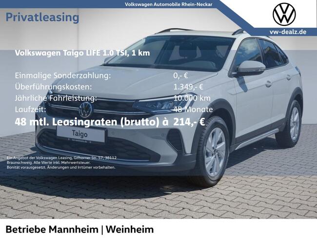 Volkswagen Taigo Life 1.0 TSI OPF Clima SHZ GJR - Bild 1