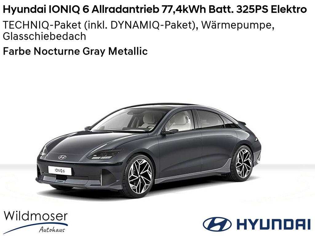 Hyundai IONIQ 6 ⚡ Allradantrieb 77,4kWh Batt. 325PS Elektro ⏱ Sofort verfügbar! ✔️ mit 3 Zusatz-Paketen