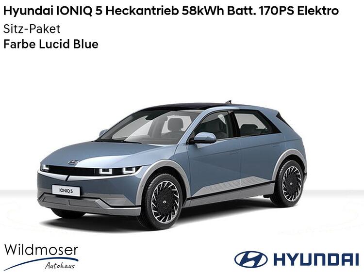 Hyundai IONIQ 5 ⚡ Heckantrieb 58kWh Batt. 170PS Elektro ⏱ Sofort verfügbar! ✔️ mit Sitz-Paket