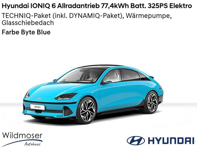 Hyundai IONIQ 6 ⚡ Allradantrieb 77,4kWh Batt. 325PS Elektro ⏱ Sofort verfügbar! ✔️ mit 3 Zusatz-Paketen - Bild 1