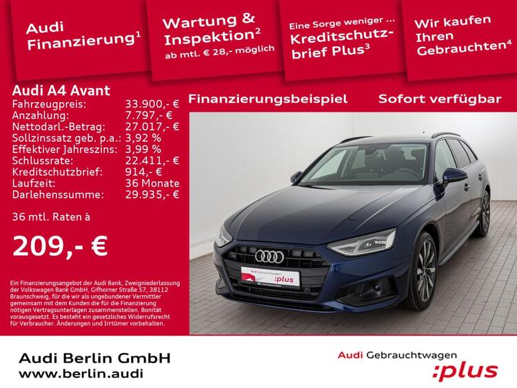 Audi A4 Avant Advanced 30 TDI S tr. NAVI LED PDC VIRTUAL