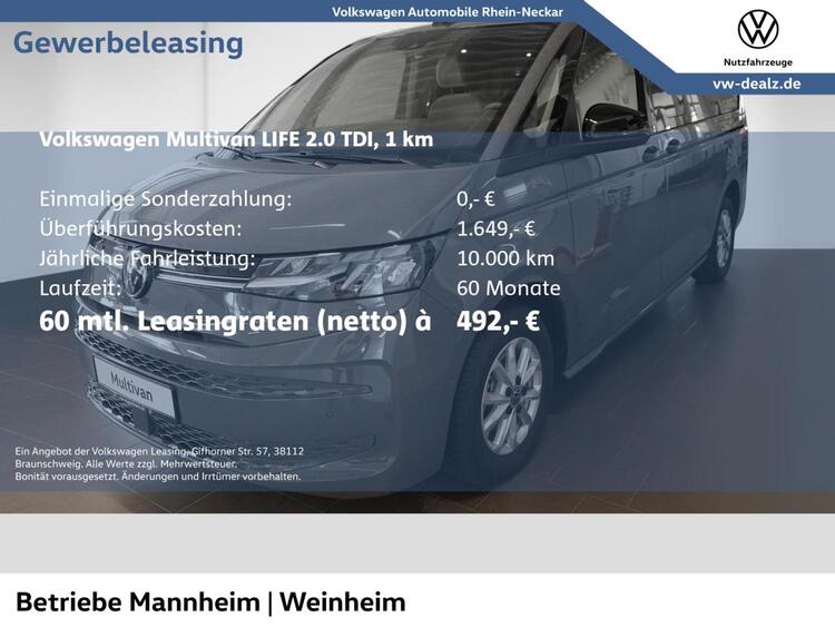 Volkswagen Multivan Life LR 2.0 TDI SCR DSG PDC GJR