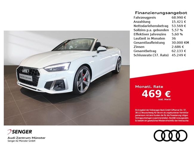 Audi A5 Cabrio S line 40 TDI quattro Navi B&O LED AHK - Bild 1