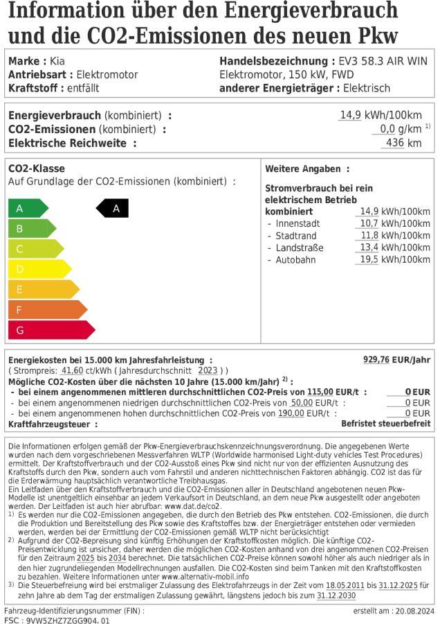 Kia EV3 Air 58,3 kWh 204 PS inkl. Winterpaket ++& Vollkaskoversicherung inklusive - Bild 1