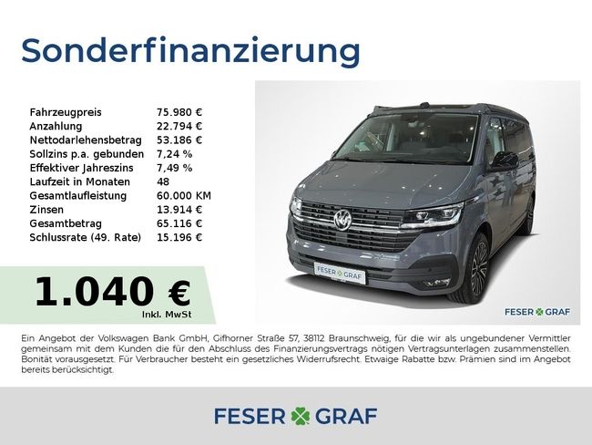 Volkswagen T6 California Beach 2.0TDI LED/Navi - Bild 1