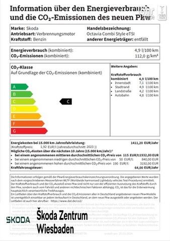 Skoda Octavia Combi Style 1,5 TSI e-TEC DSG COLUMBUS LICHT - Bild 1