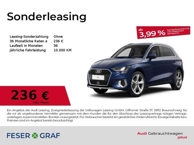 Audi A3 Sportback Advanced 30 TFSI Schaltgetriebe Nav - Bild 1