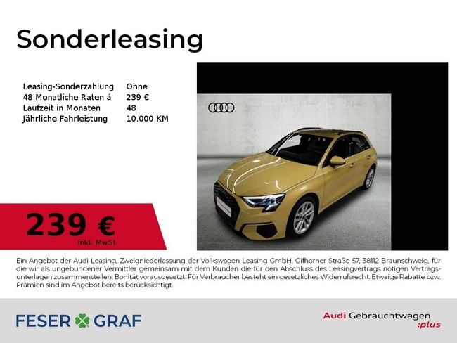 Audi A3 Sportback Advanced 30 TDI S tronic Navi LED G - Bild 1