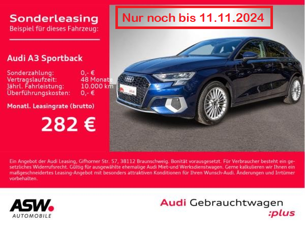 Audi A3 Sportback Advanced 30TFSI LED PDC SHZ VC GRA // SOFORT VERFÜGBAR - Bild 1