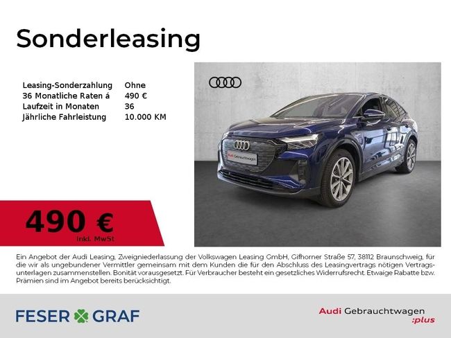 Audi Q4 e-tron Q4 Sportback 45 e-tron S line/Navi/AHK/Alu20/Kam - Bild 1