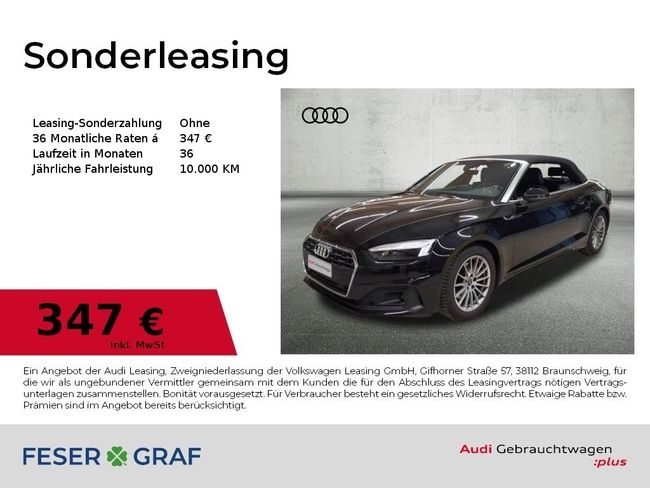 Audi A5 Cabriolet 35 TFSI Matrix/ACC Fahren/AHK/Memor - Bild 1