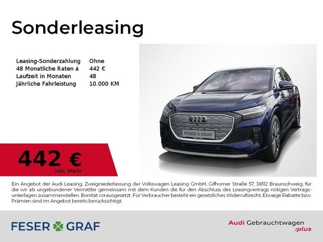 Audi Q4 e-tron Q4 Sportback 45 qu. Matrix LED AHK Navi V-Cockp. - Bild 1