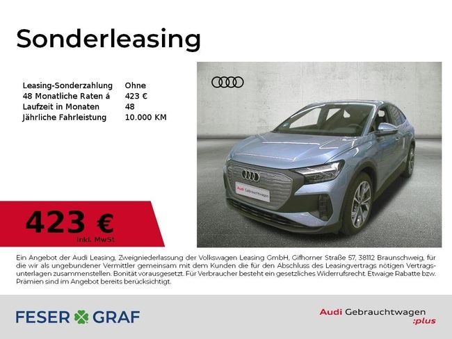 Audi Q4 e-tron Q4 Sportback 45 e-tron Vir. Cokpit/Navi/AHK/Alu2 - Bild 1