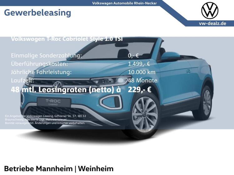 Volkswagen T-Roc Cabriolet Style 1.0 TSI OPF