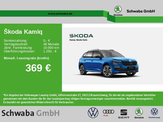 Skoda Kamiq Monte Carlo 1,5 TSI *LED*AHK*ACC*PANO*KAM*